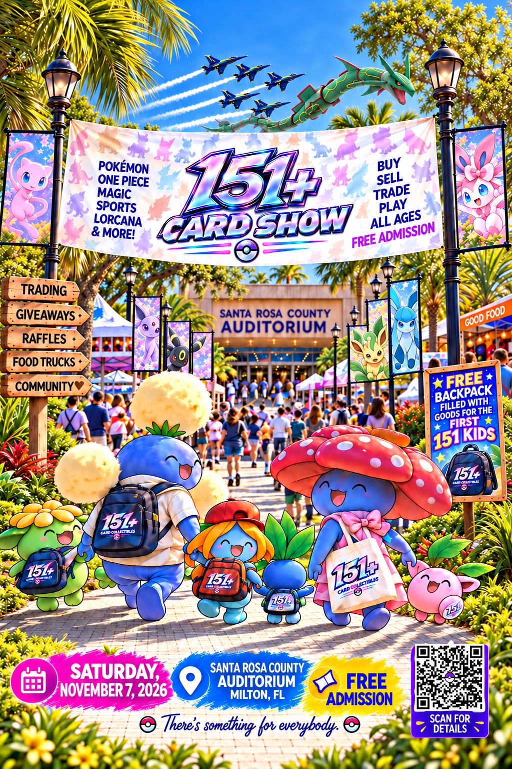Colorful 151 Plus Card Show community flyer