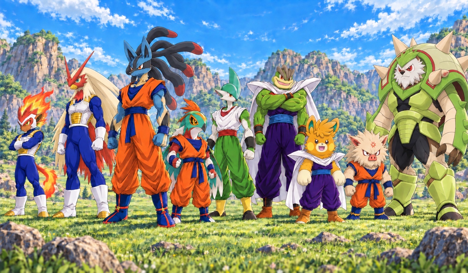151 Plus hero team artwork in a mountain landscape